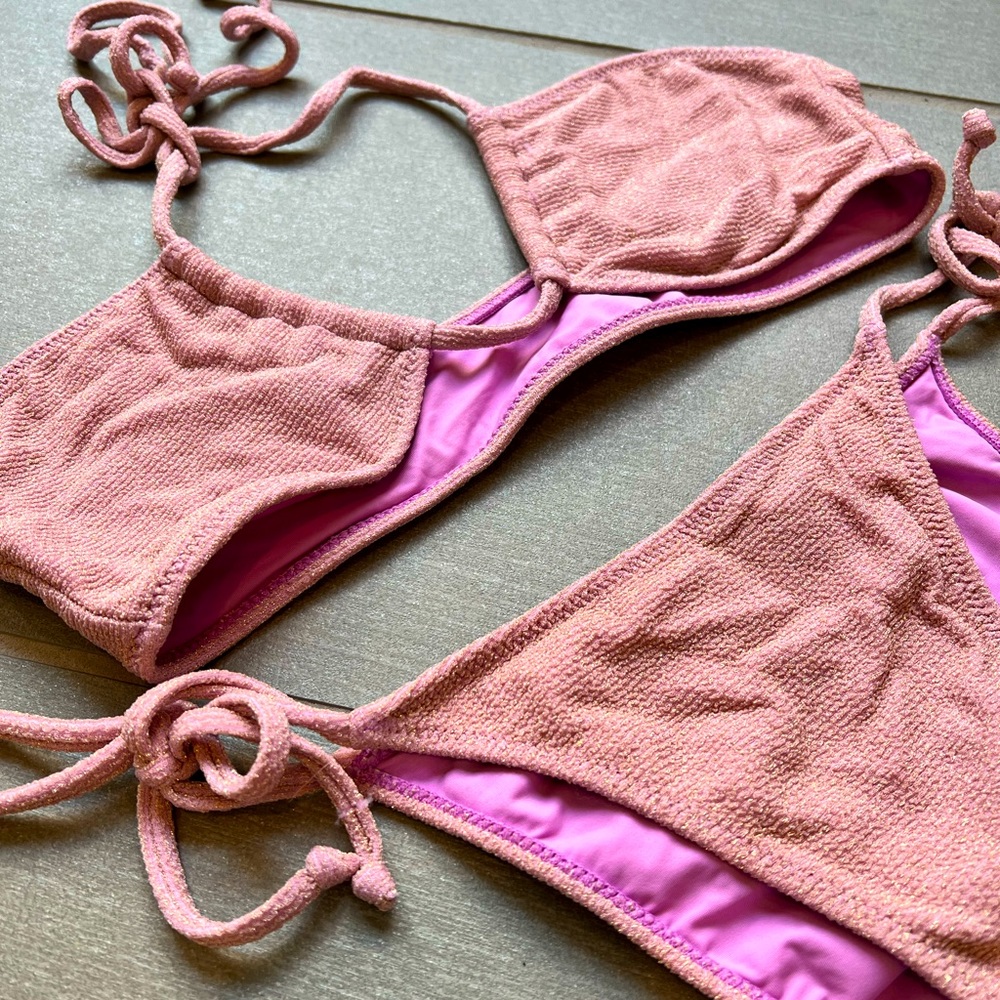 kendall & kylie • purple glitter bikini size S